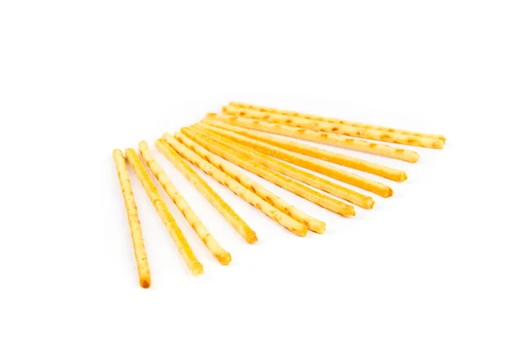 Fan Van Gele Maïs Snack Sticks Zijaanzicht Geïsoleerd Wit — Stockfoto