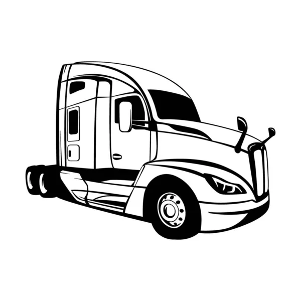 Moderno Usa Semi Camion Nero Fodera Disegnare Vettoriale Illustrazione Illustrazione Stock