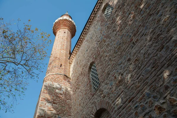 Türkiye Minaresi Olan Antik Cami Alanya Ağaçların Arasındaki Cami Arkadaki — Stok fotoğraf