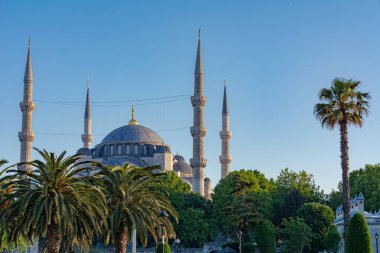Mavi Cami, Sultanahmet Camii, İstanbul, Türkiye. Türkiye 'deki büyük tarihi İslami Kültür Kilisesi.