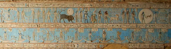 Egypt Drawings Ceiling Temple Hathor Fragments Dendera — Zdjęcie stockowe
