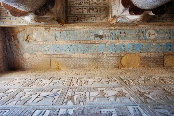 Egypt Drawings Ceiling Temple Hathor Fragments Dendera — ストック写真