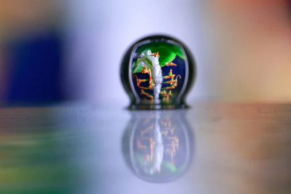 Soyut boya fırçası, çimenlerin üzerindeki çiğ damlacıklarını kapat ve beyaz çiçekleri yansıt.