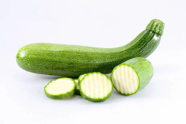 Fresh Cutted Zucchini Isolated White Background — Stock Photo, Image
