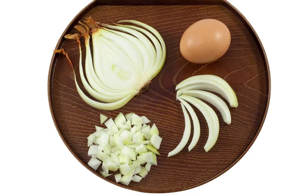 Taze Soğan Soğanları Yumurta Beyaz Arka Planda Izole Edilmiş — Stok fotoğraf