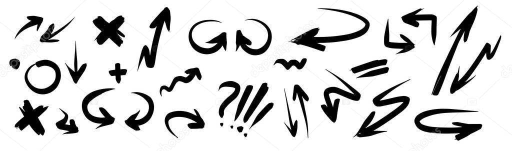 Set of vector arrows. Black Arrow icon on white background
