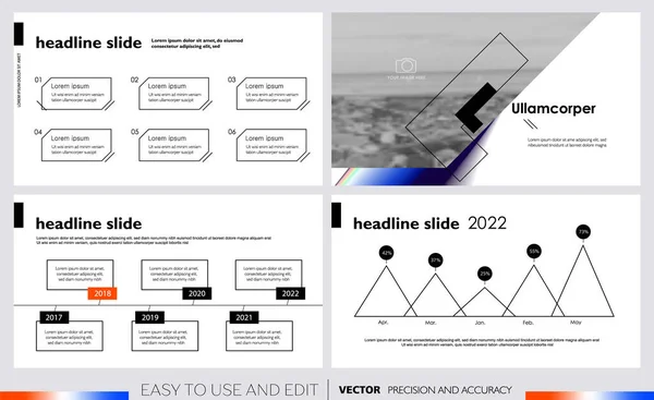 Креативні елементи шаблонів презентацій на білому тлі. Векторна інфографіка. Використання в презентації, флаєрах і листівках, корпоративний звіт, маркетинг, реклама, річний звіт, банер . — стоковий вектор