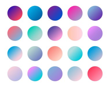 Set of vector gradients, modern combinations of colors and shades. Color gradient palette in the form of circles.