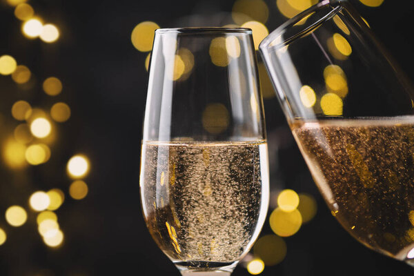 Christmas 2020, festive winter seasonal background with glasses and copyspace