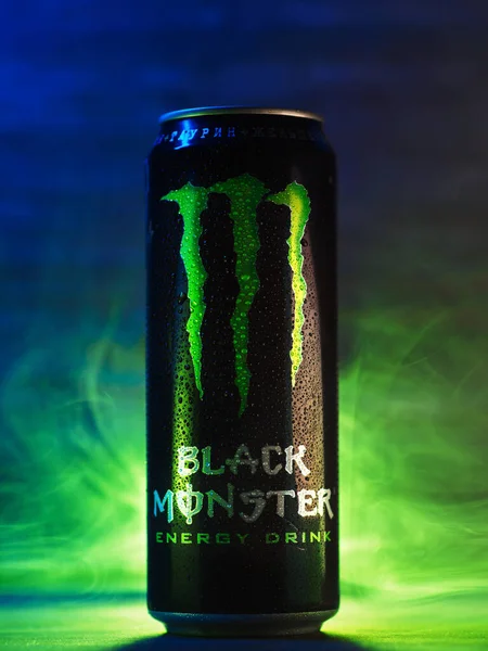 Black Monster Energy Drink Bryansk Russia January 2022 — Stock Photo, Image