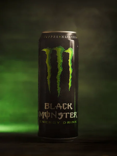 Black Monster Energy Drink Bryansk Russia January 2022 — Stock Photo, Image