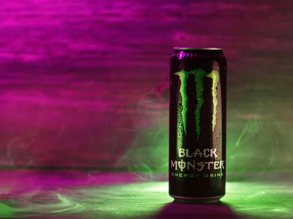 Black Monster Energy Drink Brjansk Russland Januar 2022 — Stockfoto