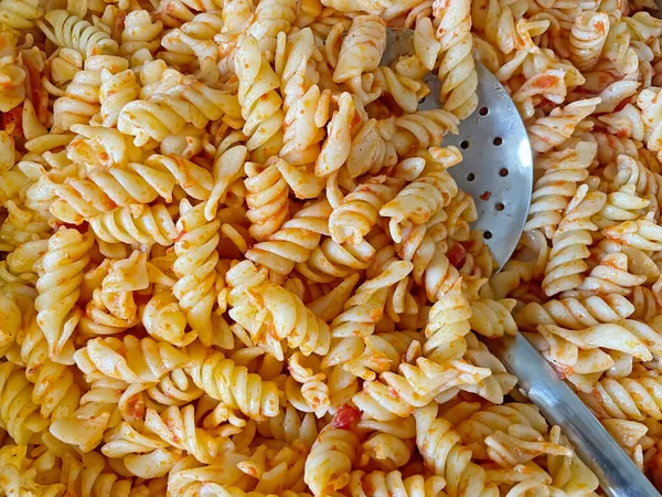 Pasta Con Salsa Tomate Una Olla —  Fotos de Stock