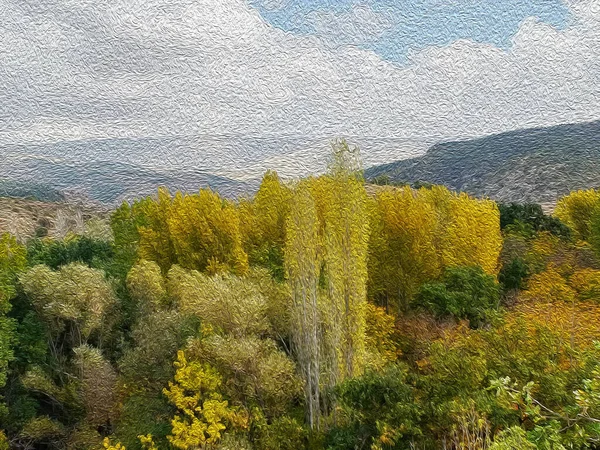 Art in photography. Nature scene from Turkey with oil painting effect.