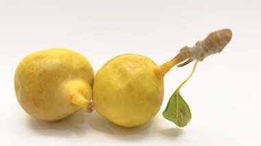 Beyaz zemin üzerinde organik küçük armut