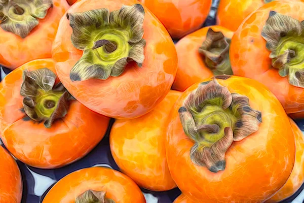 Ready Sale Persimmon Fruits Market Stand — Stock Photo, Image