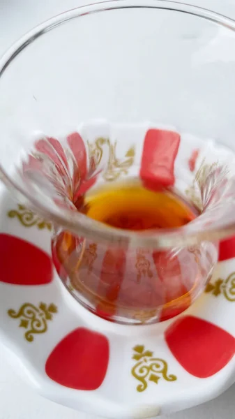 Close Traditional Turkish Tea Glass — Stock Photo, Image
