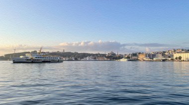 İstanbul, 13 bin 2021. İstanbul, Avrupa ve Asya kıtaları arasındaki rüya şehir. Yağlı boya efektli şehir manzarası. 