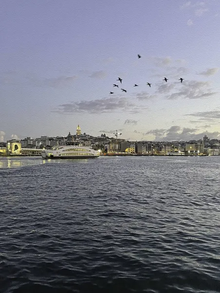伊斯坦布尔是欧洲大陆和亚洲大陆之间的梦想之城 2012年12月13日 伊斯坦布尔 具有油画效果的城市景观 — 图库照片