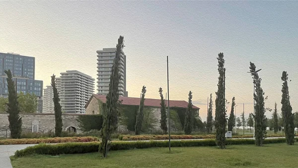 Istanbul Pavo Agosto 2021 Moderna Histórica Vista Del Edificio Desde — Foto de Stock