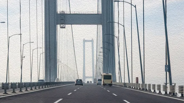 Izmit Tacchino Novembre 2021 Car Crossing Osmangazi Bridge Early Morning — Foto Stock