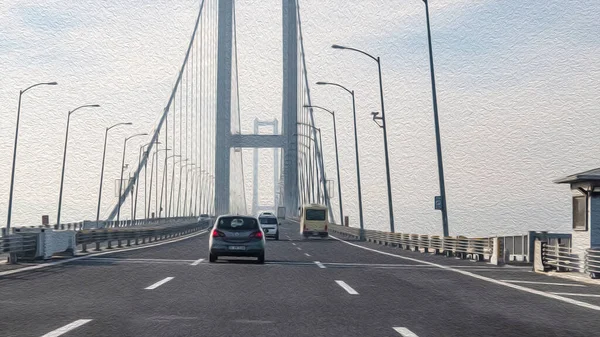Izmit Tacchino Novembre 2021 Car Crossing Osmangazi Bridge Early Morning — Foto Stock