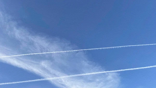 青い空と飛行機蒸気道 — ストック写真