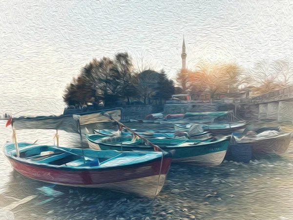 Морской Пейзаж Эффектом Живописи Маслом Турции — стоковое фото
