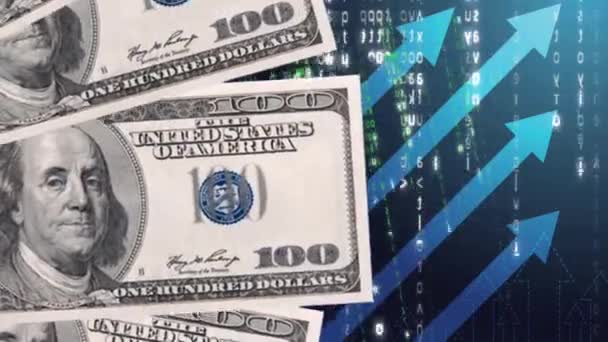 Τραπεζογραμμάτια Χρηματοοικονομικά Και Οικονομικά Αμερικανικά Δολάρια — Αρχείο Βίντεο
