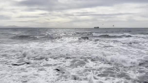 Onde Intense Nel Mar Marmara Con Tempo Nuvoloso Nella Stagione — Video Stock