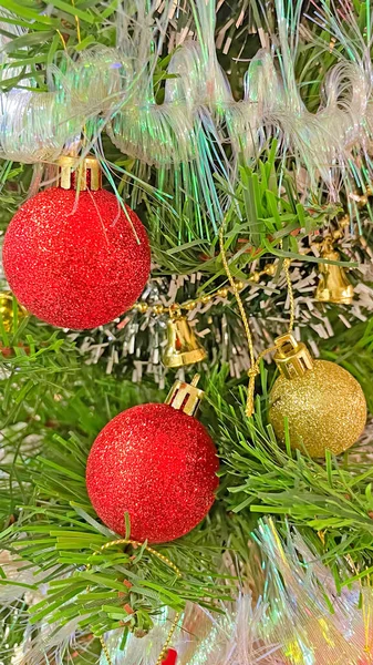 Close Decorações Árvores Natal Ornamentos — Fotografia de Stock