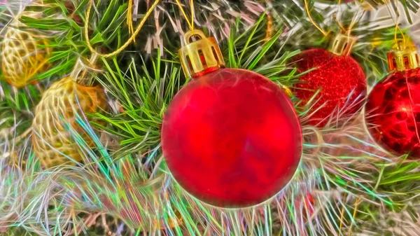 Close Decorações Árvores Natal Ornamentos — Fotografia de Stock