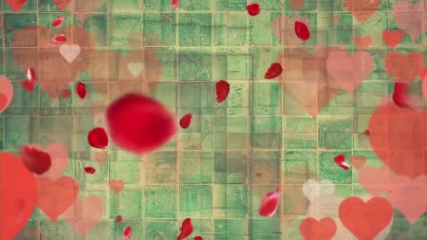 Pozadí Pro Valentýna Speciální Příležitosti Červeným Srdcem Figurky Pohybový Efekt — Stock video