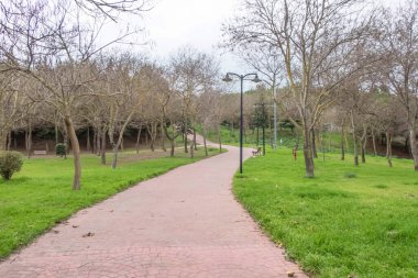 Avcilar, istanbul, Türkiye - 10 Aralık 2021.Pasaeli kamu parkı manzaralı Avcilar ilçesinde Kucukcekmece Gölü
