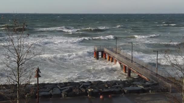 Southwest Heavy Waves Marmara Sea Winter Season Istanbul Turkey — стоковое видео