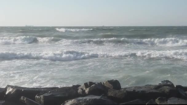 Southwest Heavy Waves Marmara Sea Winter Season Istanbul Turkey — Video Stock