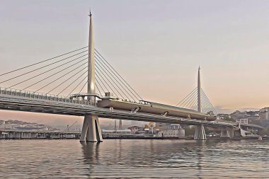 istanbul,Turkey-January 14,2022.The dream city between the continents of Europe and Asia, Istanbul. Cityscape and touristic sights of istanbul with cartoon effect. 