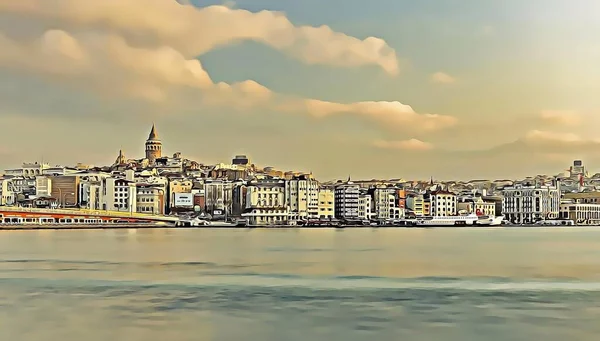 Istanbul Turkey January 2022 Dream City Continents Europe Asia Istanbul — стоковое фото