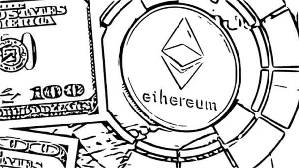 Anonymous Currency Future Crypto Currency Mining Cartoon Effects — Vídeo de Stock