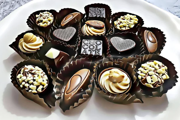 Close Handmade Specialty Chocolates — Stock Photo, Image