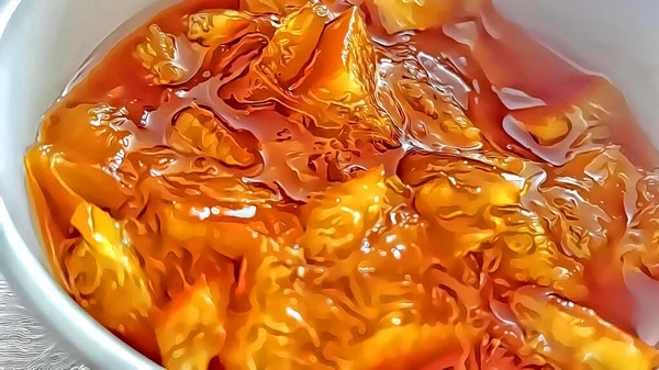 Oranžová Marmeláda Malé Bílé Misce — Stock fotografie