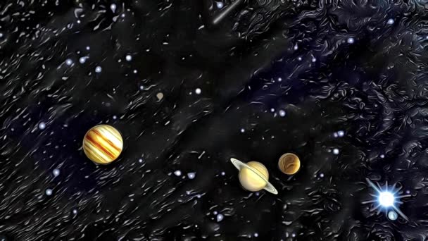 Univers Infini Espace Extérieur Étoiles Planètes Avec Effet Dessin Animé — Video
