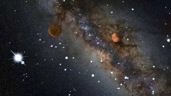 无限宇宙 外层空间 恒星和行星 — 图库照片