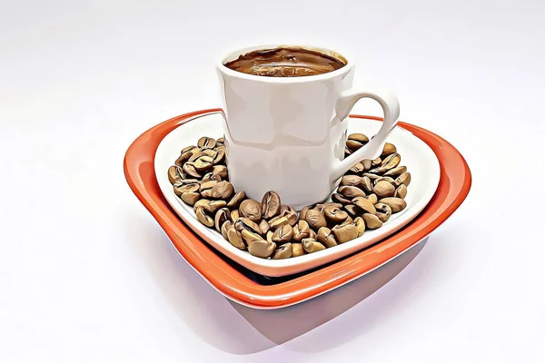 Zamknij Się Gotowy Picia Tradycyjnej Kawy Tureckiej Białej Filiżance Kawy — Zdjęcie stockowe