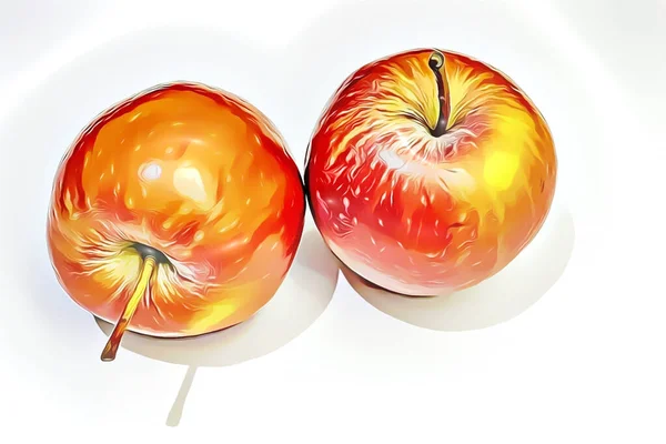 Red Apples Plate Cartoon Effect — Stock Photo, Image