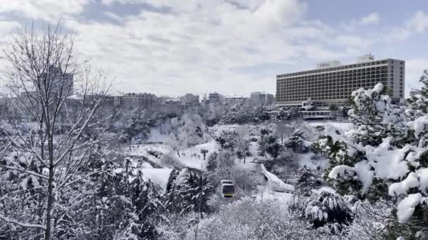 Macka Istanbul Turecko Ledna 2022 Pohled Sníh Istanbulu Sníh Lanovka — Stock video