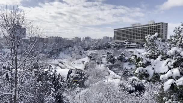 Macka Istanbul Turquia Janeiro 2022 Vista Neve Istambul Neve Teleférico — Vídeo de Stock