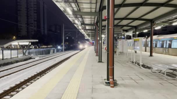 Istanbul Turkiet Januari 2022 Marmaray Viktigaste Transporttunnelbanorna Istanbul Station Och — Stockvideo