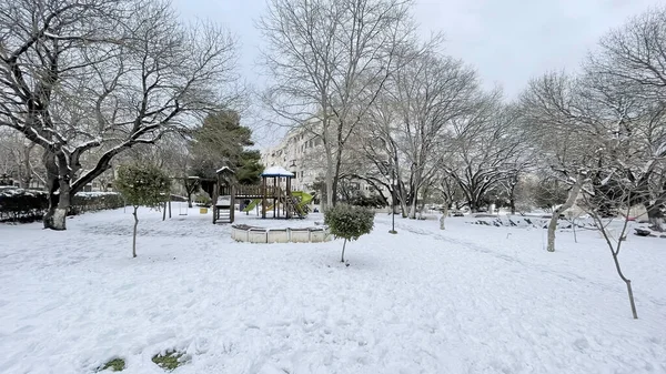 Atakoy Istanbul Turkey January 2022 Snow View Atakoy Marmaray Train — Φωτογραφία Αρχείου