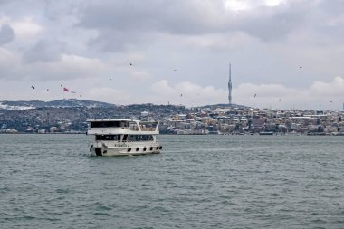 İstanbul, Türkiye-25 Ocak 2022 İstanbul, Avrupa ve Asya kıtaları arasındaki rüya şehridir. Kış mevsiminde tarihi yarımadadan modern, tarihi ve doğal güzelliklere sahip şehir manzarası